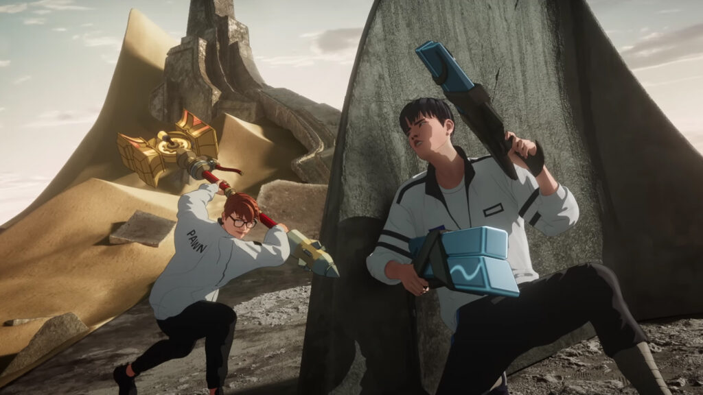Worlds 2023 song "Gods" Easter eggs featuring Pawn and Deft fighting